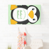 Pinguin Baby Dusche grün Banner (Insitu)