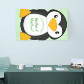 Pinguin Baby Dusche grün Banner (Messeveranstaltung)