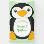 Pinguin Baby Dusche grün Banner (Vertikal)