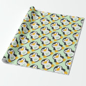 Pinguin Baby Dusche grün Geschenkpapier (Ungerollt)