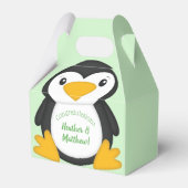 Pinguin Baby Dusche grün Geschenkschachtel (Rückseite)