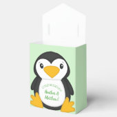 Pinguin Baby Dusche grün Geschenkschachtel (Geöffnet)
