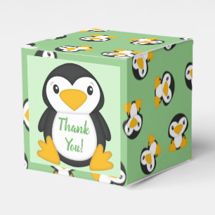 Pinguin Baby Dusche grün Geschenkschachtel
