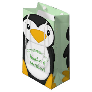 Pinguin Baby Dusche grün Kleine Geschenktüte