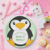 Pinguin Baby Dusche grün Pappteller (Party)
