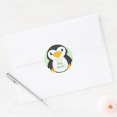 Pinguin Baby Dusche grün Runder Aufkleber (Umschlag)