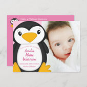 Pinguin Baby Dusche Pink Girl Postkarte (Vorne/Hinten)