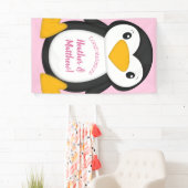 Pinguin Baby Dusche Rosa Banner (Insitu)