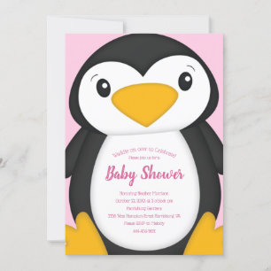 Pinguin Baby Dusche Rosa Einladung