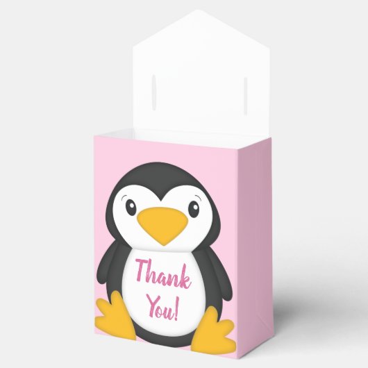 Pinguin Baby Dusche Rosa Geschenkschachtel (Geöffnet)