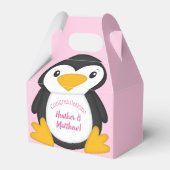Pinguin Baby Dusche Rosa Geschenkschachtel (Rückseite)