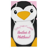 Pinguin Baby Dusche Rosa Kleine Geschenktüte (Rückseite)