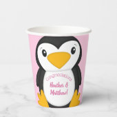 Pinguin Baby Dusche Rosa Pappbecher (Rückseite)