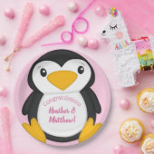Pinguin Baby Dusche Rosa Pappteller (Party)