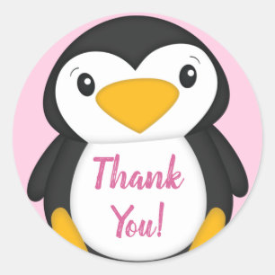 Pinguin Baby Dusche Rosa Runder Aufkleber
