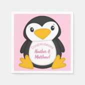 Pinguin Baby Dusche Rosa Serviette (Vorderseite)