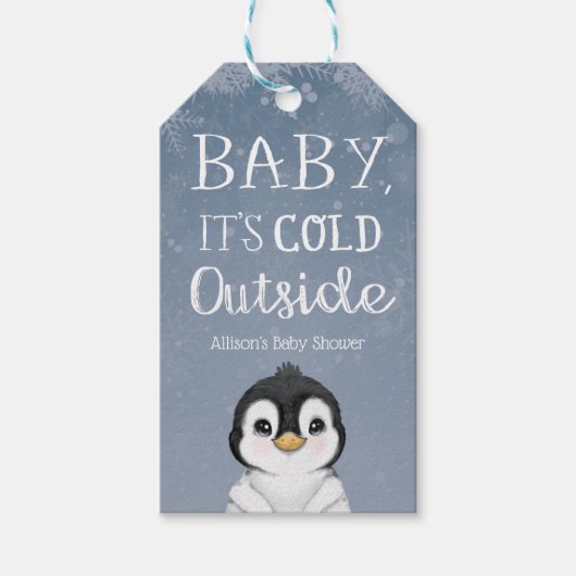 Pinguin Baby Es ist kalte Außendusche Geschenkanhänger (Vorderseite)