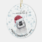 Pinguin Baby First Christmas Monogram Name Keramik Ornament (Links)
