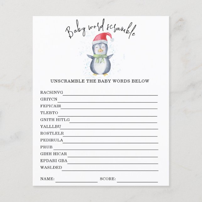 Pinguin - Baby Word Scramble (Vorderseite)