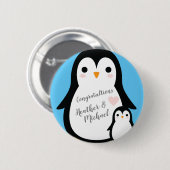 Pinguin-Babydusche Button (Vorne & Hinten)