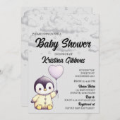 Pinguin-Babydusche Einladung (Vorne/Hinten)