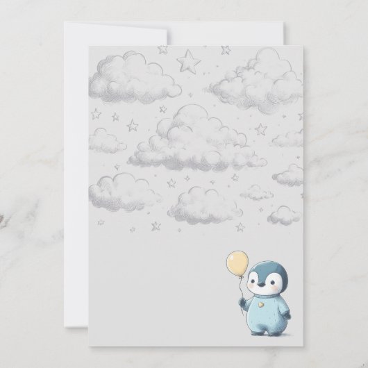 Pinguin-Babydusche Einladung (Rückseite)