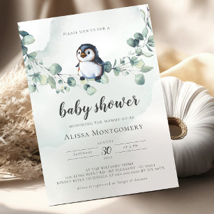 Pinguin-Babydusche Einladung