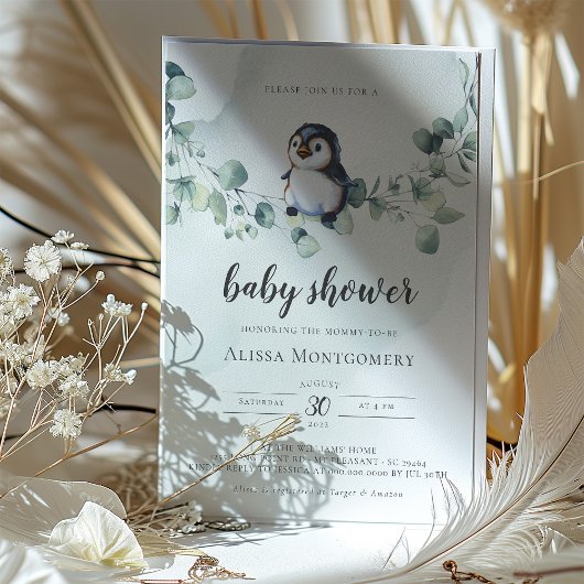 Pinguin-Babydusche Einladung