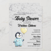 Pinguin-Babydusche Einladung (Vorne/Hinten)