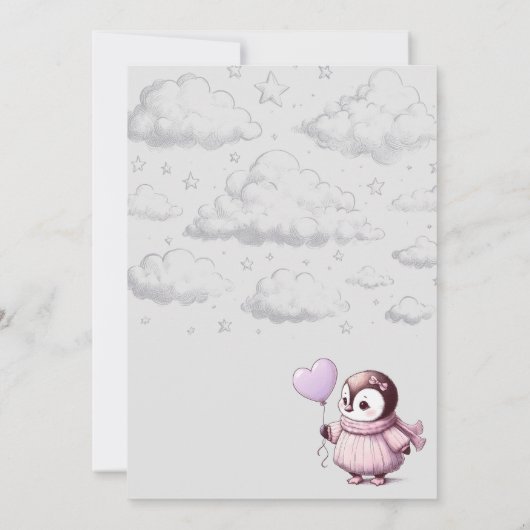 Pinguin-Babydusche Einladung (Rückseite)