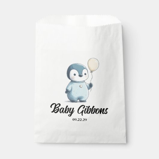 Pinguin-Babydusche Geschenktütchen (Vorderseite)
