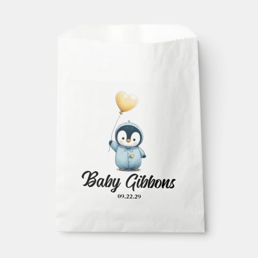 Pinguin-Babydusche Geschenktütchen (Vorderseite)