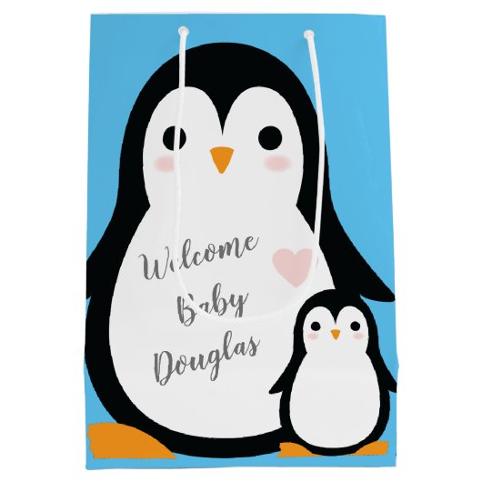 Pinguin-Babydusche Mittlere Geschenktüte (Rückseite)