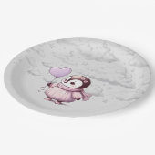 Pinguin-Babydusche Pappteller (Schrägansicht)