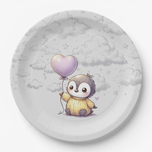 Pinguin-Babydusche Pappteller (Vorderseite)