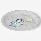 Pinguin-Babydusche Pappteller (Schrägansicht)