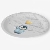 Pinguin-Babydusche Pappteller (Schrägansicht)