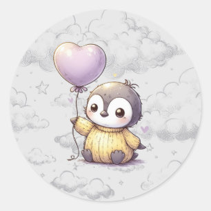 Pinguin-Babydusche Runder Aufkleber