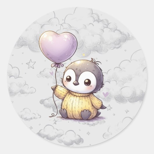 Pinguin-Babydusche Runder Aufkleber (Vorderseite)