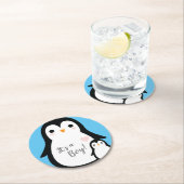 Pinguin-Babydusche Runder Pappuntersetzer (Vor Ort)