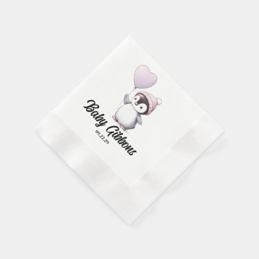 Pinguin-Babydusche Serviette (Ecke)