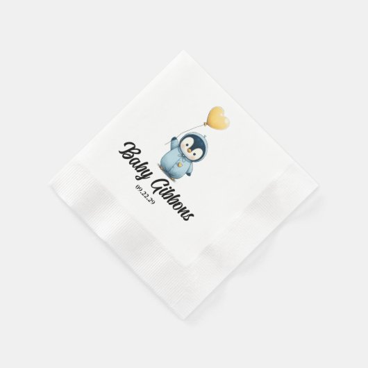 Pinguin-Babydusche Serviette (Ecke)