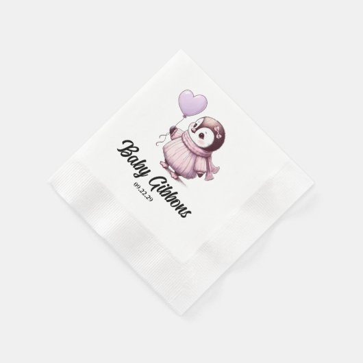 Pinguin-Babydusche Serviette (Ecke)
