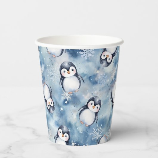 Pinguin Babyduschpapier - Winter Pappbecher (Rückseite)
