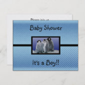 Pinguin-Babyparty-Junge Einladung (Vorne/Hinten)