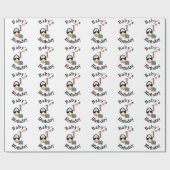Pinguin Baby's 1. Geburtstag Geschenkpapier (Flach)
