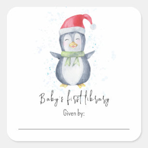 Pinguin - Baby's erste Bibliothek Quadratischer Aufkleber