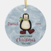 Pinguin - Babys - Erste Weihnachten Keramik Ornament (Vorne)