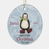 Pinguin - Babys - Erste Weihnachten Keramik Ornament (Links)