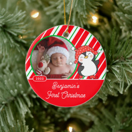Pinguin Baby's First Christmas Foto Keramik Ornament